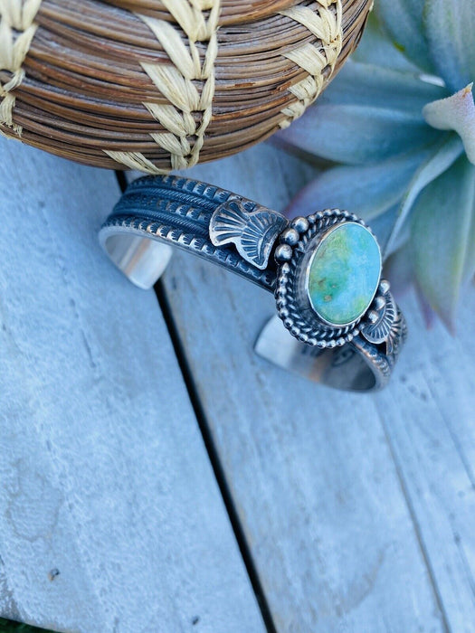 Beautiful Navajo Sterling Silver & Sonoran Mountain Turquoise Cuff Bracelet