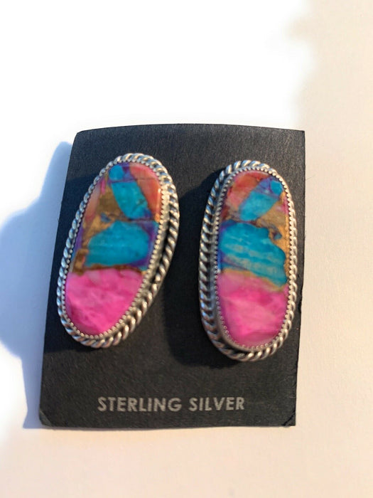 Navajo Pink Dream Mojave & Sterling Silver Oval Studs - Culture Kraze Marketplace.com