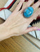 Navajo Kingman Turquoise & Sterling Silver Statement Ring Size 9 Signed - Culture Kraze Marketplace.com