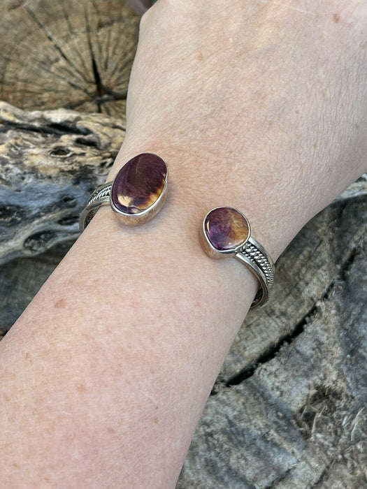 Navajo Floating Spiny Sterling Silver Rope Style Cuff Bracelet Stamped