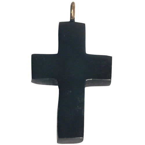 <center>Cross Coal Pendant </br>Crafted by Artisans in Colombia </br>Measures 1-1/2” high x 1” wide x 1/4” deep</center>