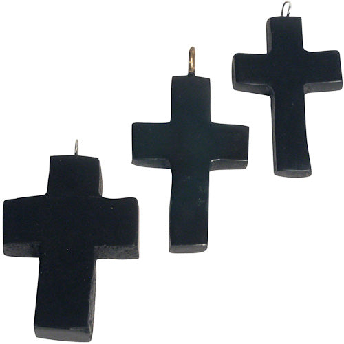 <center>Cross Coal Pendants </br>Crafted by Artisans in Colombia </br>Sizes Vary</center>