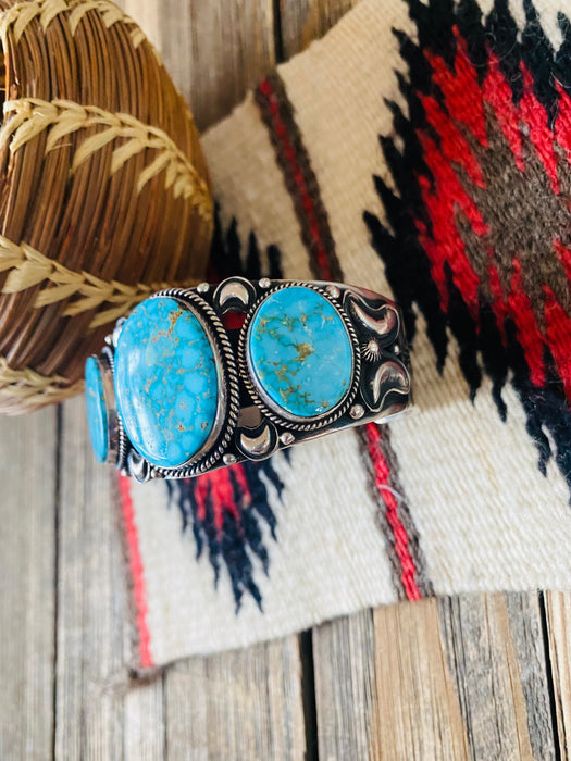 Navajo Kingman Web Turquoise & Sterling Silver Cuff Bracelet By Derrick Gordon