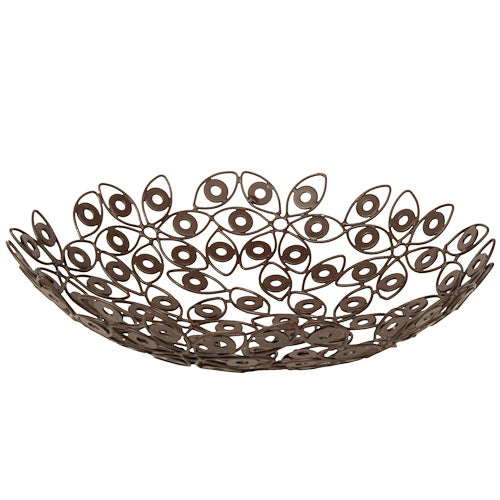 <center>Metal Abstract Flower Bowl </br>Crafted by Artisans in India </br>Measures 2-1/2” high with 11” diameter</center>