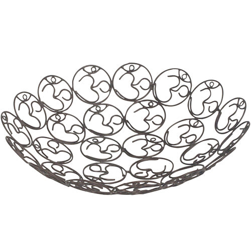 <center>Metal Om Word Bowl </br>Crafted by Artisans in India </br>Measures 2-1/2” high with 11” diameter</center>