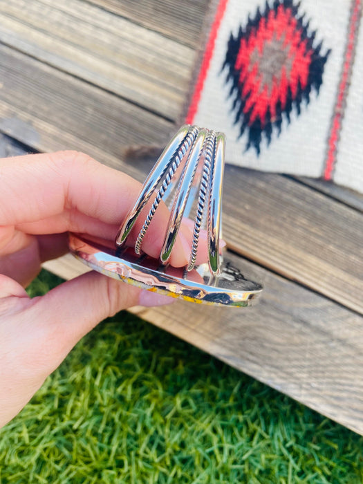 Navajo Sterling Silver & Bumblebee Cuff Bracelet Signed