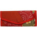 <center>Red Tone Patchwork Clutch </br>Crafted by Artisans in India </br>Measures 3-1/2” x 8-1/2” when closed</center>