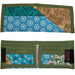 <center>Blue and Green Patchwork Wallet, front and back </br>Crafted by Artisans in India </br>Measures 3-1/2” x 4-1/2” when closed</center>