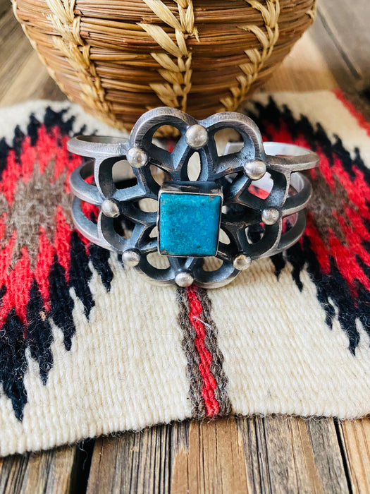 Navajo Kingman Turquoise & Sterling Silver Cuff Bracelet by Chimney Butte