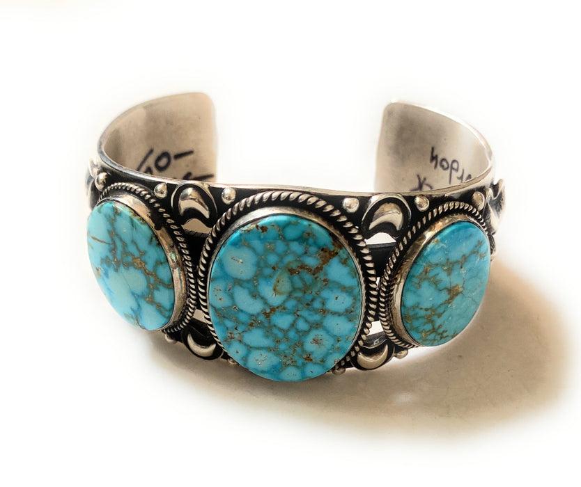 Navajo Kingman Web Turquoise & Sterling Silver Cuff Bracelet By Derrick Gordon