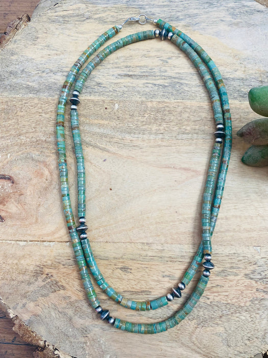 Navajo Turquoise & Sterling Silver Navajo Pearl Beaded Necklace 40 inch - Culture Kraze Marketplace.com