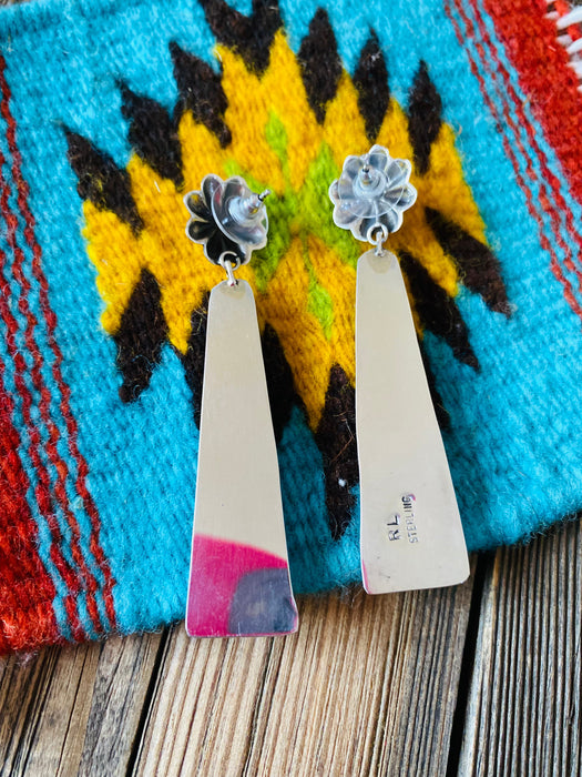 Navajo Sterling Silver & Turquoise Slab Concho Dangle Earrings - Culture Kraze Marketplace.com