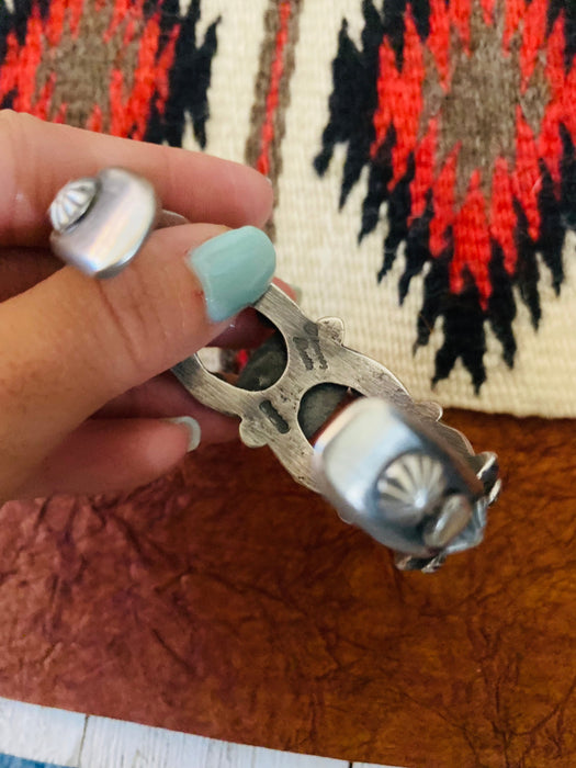 Navajo Queen Pink Conch Shell & Sterling Silver Cuff Bracelet By Chimney Butte