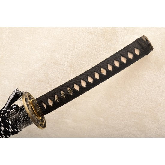 Genuine Rayskin Wrapped Saya KATANA Folded Steel Blade Japanese Samurai Sword Clay Tempered - Culture Kraze Marketplace.com