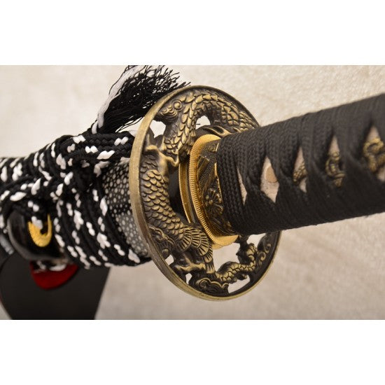 Genuine Rayskin Wrapped Saya KATANA Folded Steel Blade Japanese Samurai Sword Clay Tempered - Culture Kraze Marketplace.com