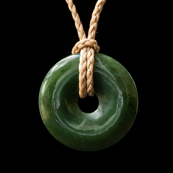 Jade Kopae Disc, handcrafted pendant with plaited cord - Culture Kraze Marketplace.com