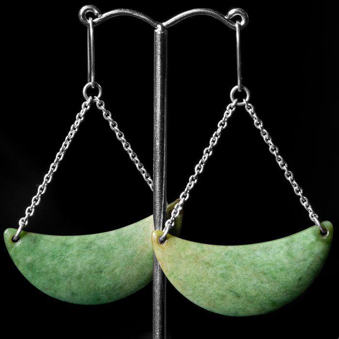 Crescent Drop Greenstone Pounamu Earrings - Culture Kraze Marketplace.com