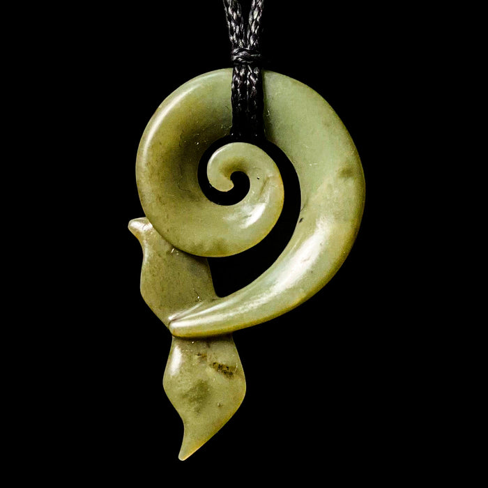 Flower Jade Koru with whale tail by Shaun Gardiner - Culture Kraze Marketplace.com