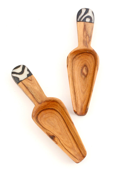 Set of 4 Slender Wild Olive Wood Spice Scoops - Culture Kraze Marketplace.com