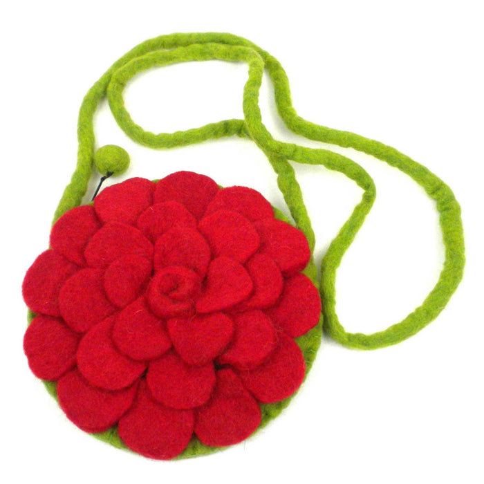 Red Rose Felt Shoulder Purse - Culture Kraze Marketplace.com