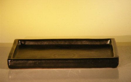 Black Ceramic Humidity/Drip Bonsai Tray (Rectangle)  7.75" x 5.25" x .75" OD 6.75" x 4.25" x .5" ID - Culture Kraze Marketplace.com