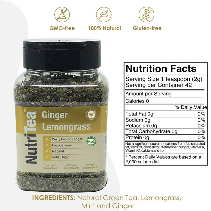 NUTRITEA Natural Lemongrass Full Leaf Tea (Caffeine Free)-2