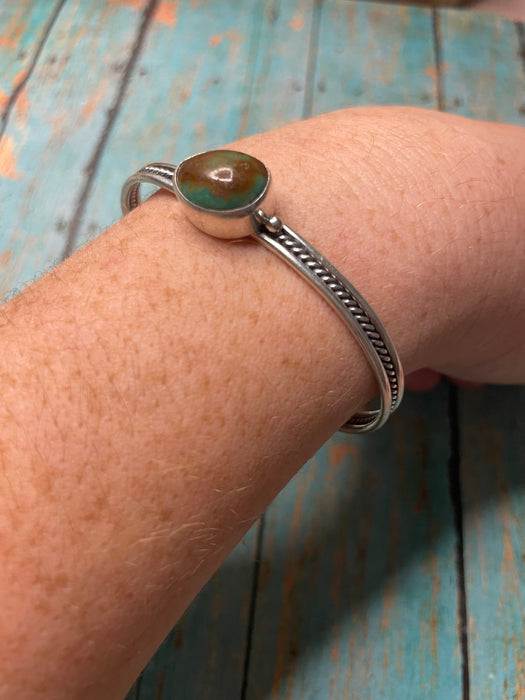 Navajo Turquoise & Sterling Silver Cuff Bracelet Signed