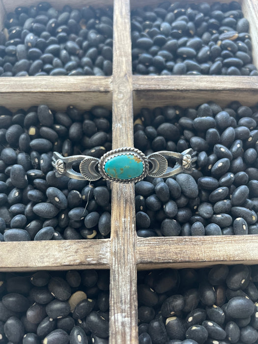 Navajo Sterling Cuff & Turquoise Cuff Bracelet Signed Kevin Billah