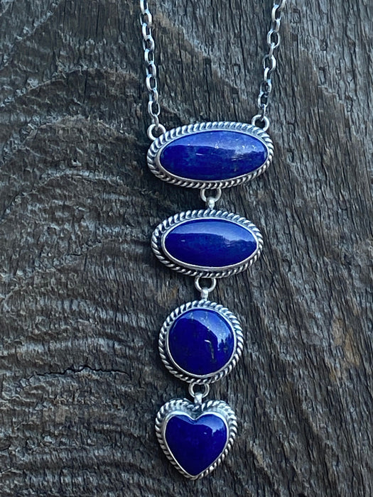 Navajo Sterling Silver & Lapis Drop Necklace