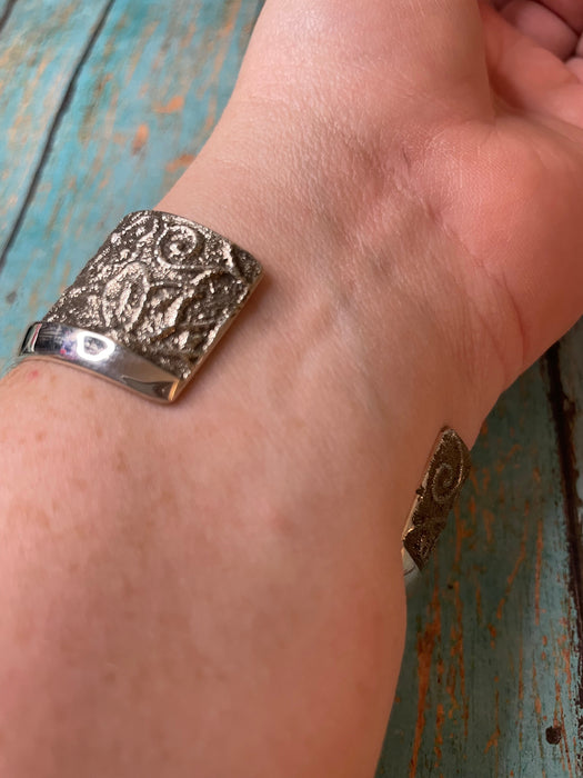 Navajo Sterling Silver Butterfly Bracelet Stamped And Signed