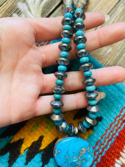 Navajo Turquoise & Sterling Silver Pearl Beaded Tassel Necklace - Culture Kraze Marketplace.com