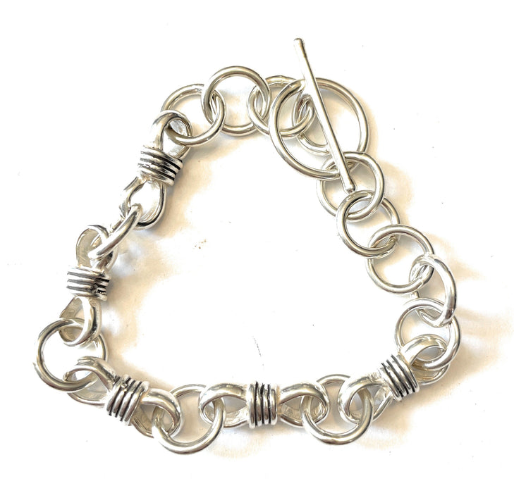 Navajo Handmade Link Sterling Silver Bracelet