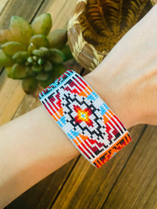 Navajo Made Beaded Leather Bracelet