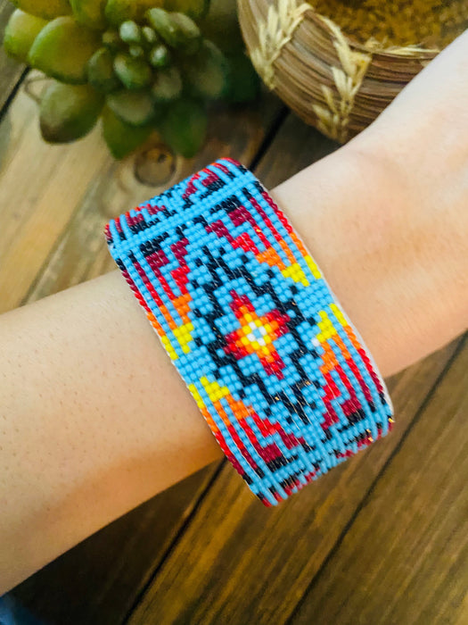 Navajo Made Beaded Leather Bracelet