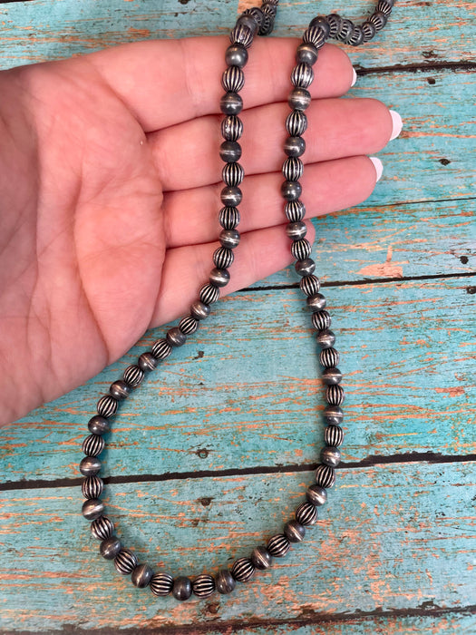 Navajo Sterling Silver 26 inch Beaded Necklace