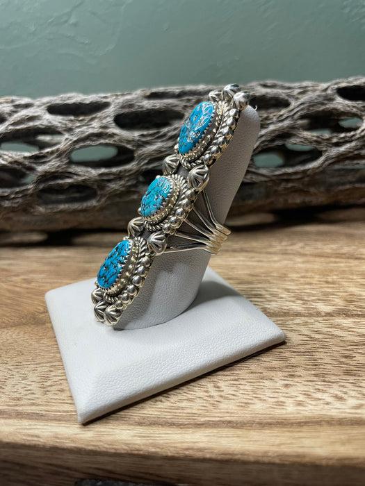 Navajo Turquoise And Sterling Silver Statement Ring Sz 8.5 - Culture Kraze Marketplace.com