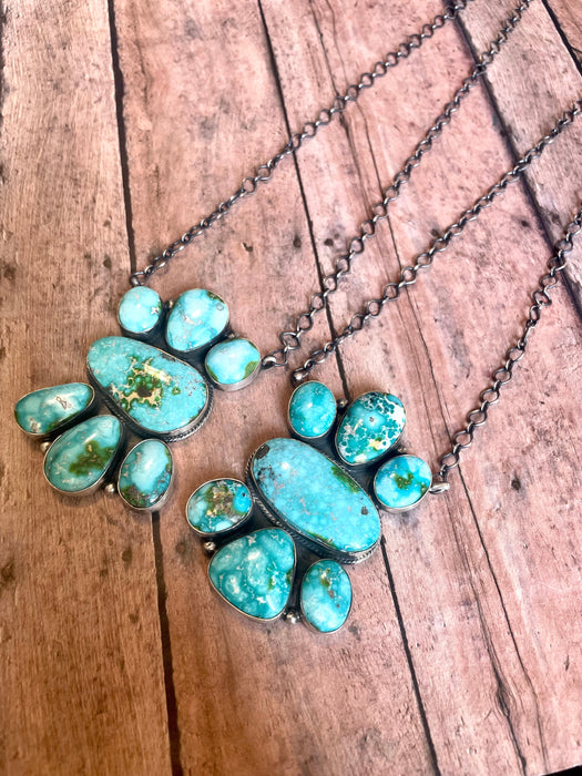 Navajo Turquoise & Sterling Silver Necklace Signed