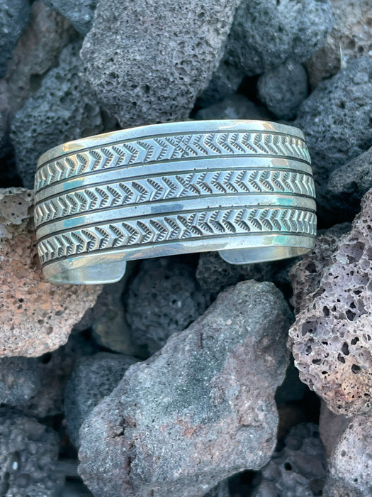 Navajo Sterling Silver HandStamped Southwest Bracelet Cuff