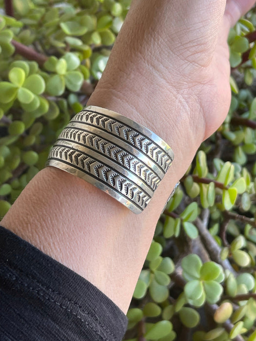 Navajo Sterling Silver HandStamped Southwest Bracelet Cuff