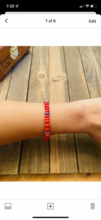 Navajo Coral & Multi Stone Sterling Silver Beaded Bracelet