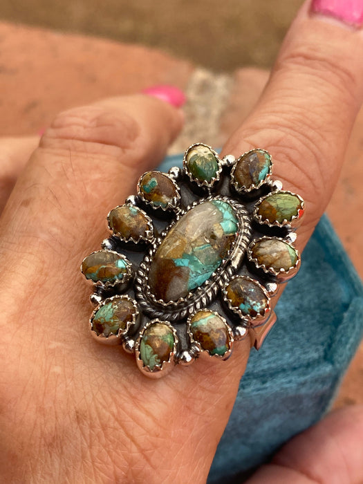 Gorgeous Handmade Royston Turquoise And Sterling Silver Adjustable Ring - Culture Kraze Marketplace.com