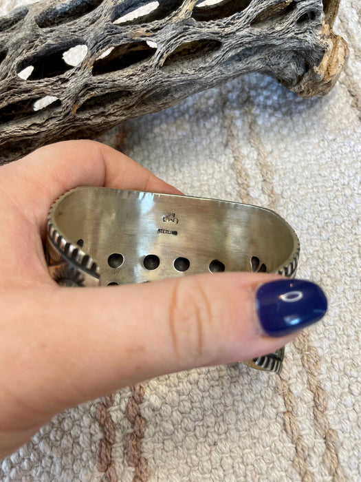 Navajo Sterling Silver Cuff Bracelet By Elvira Bill Signed And Stamped