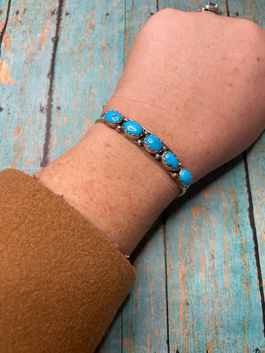 Navajo Sterling Silver & Turquoise Stacker Cuff Bracelet