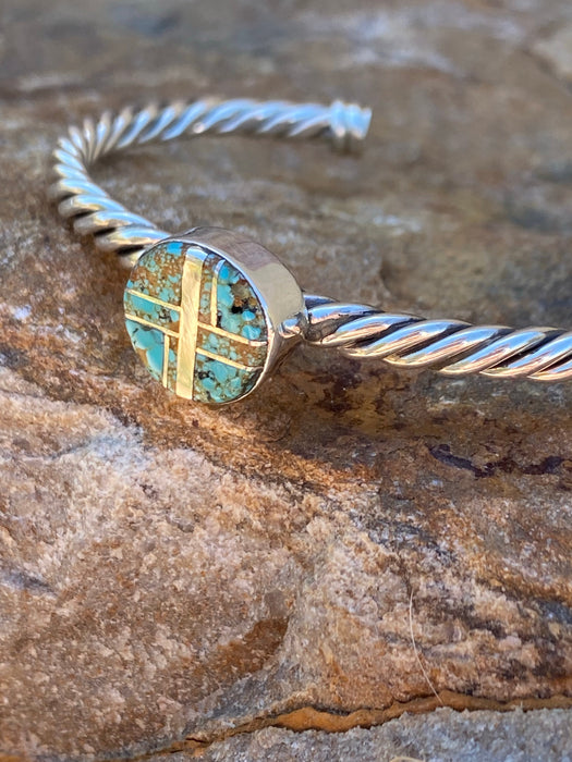 Navajo Turquoise 8 & Sterling silver Simple Rope Twist Bracelet