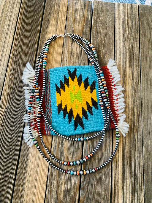 Navajo Multi Stone & Sterling Silver Pearl Triple Strand Beaded 24” Necklace - Culture Kraze Marketplace.com