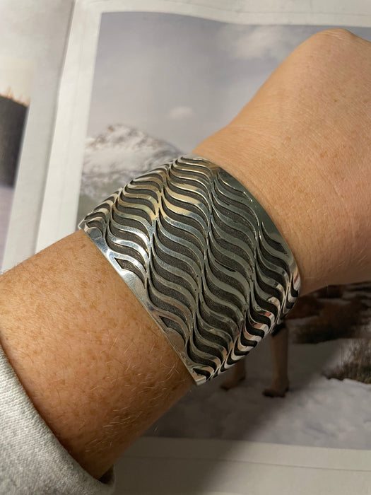 Navajo Sterling Silver Southwest Tribal Bracelet Cuff Signed