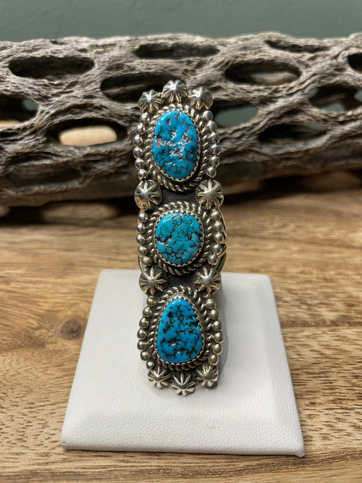 Navajo Turquoise And Sterling Silver Statement Ring Sz 8.5 - Culture Kraze Marketplace.com