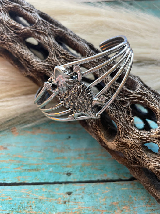 Navajo Sterling Silver Horny Toad Cuff Bracelet Signed