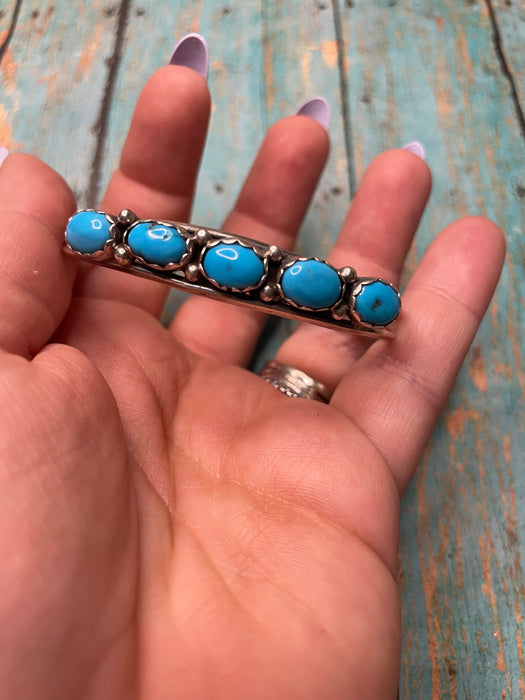 Navajo Sterling Silver & Turquoise Stacker Cuff Bracelet