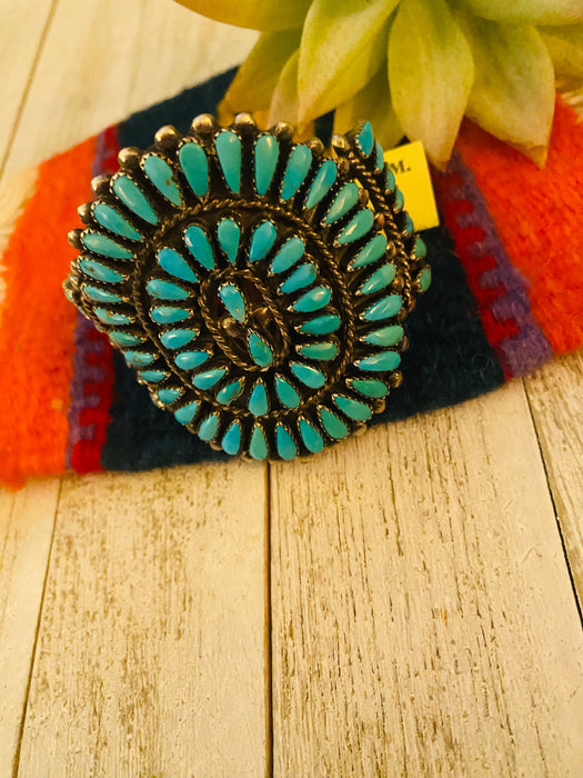 Navajo Old Pawn Vintage Turquoise & Sterling Silver Cuff Bracelet